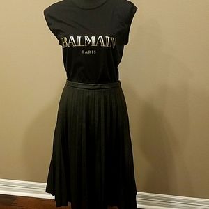 NWT J. Crew Faux Leather Pleated Black Skirt